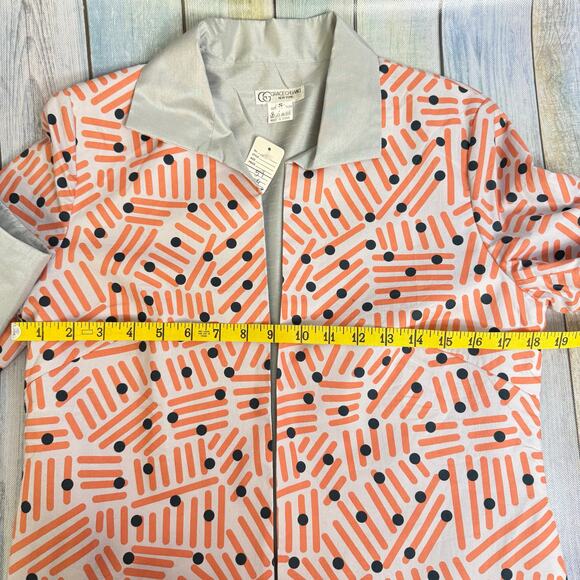 Grace Chuang Jacket Small Cotton Animal Print NEW Art To Wear Grey Orange - Picture 7 of 11